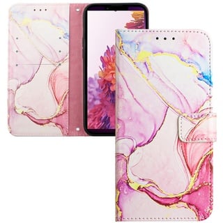 LEMAXELERS Motorola Moto G04 4G / Moto G24 4G Hülle, Moto G04 4G Handyhülle Glitzer Marmor für Mädchen Flip Case PU Leder Cover Magnet Schutzhülle Handytasche für Moto G04 4G,YB2 Marble Rose