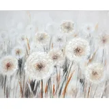 GILDE großes Bild XL auf Leinwand 100 x 80 cm - Pusteblumen Blumen Creme grau