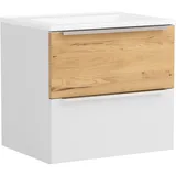 welltime Waschtisch TRIENT, Softclose-Auszüge, Mineralgussbecken (Maße (B/H/T): ca. 60/54/47 cm), matt weiß/wildeiche, Mineralgussbecken weiß