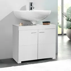 TecTake GmbH Waschbeckenunterschrank Idris, 2 Fächer, Belastbarkeit 35 kg - weiß