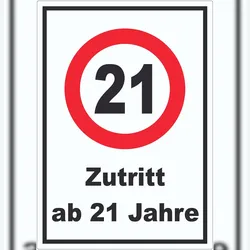 Zutritt ab 21 Jahre Aufkleber A0 (841x1189mm)