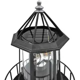 Alomejor LED Solar Rotierender Leuchtturm Licht für Outdoor Garten Auto Lade Laterne für Terrasse Rasen Party Schwarz 15*21cm (BLACK)