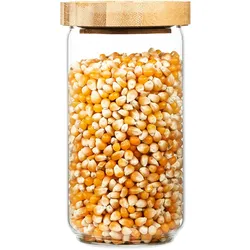 Klarstein Stapelglas mit Bambusdeckel 580 ml stapelbar luftdicht Bambus
