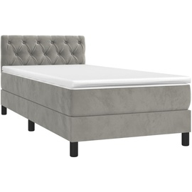 vidaXL Boxspringbett mit Matratze & LED Hellgrau 80x200 cm Samt