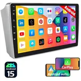 ESSGOO DAB Für Toyota Avensis T25 2002-2008 9" Android 15 Carplay GPS Navi Autoradio (4+64GB(optional), DAB+ (optional), AM, FM, RDS, Carplay Android Auto Bluetooth EQ USB GPS Navi WIFI Touchscreen) silberfarben