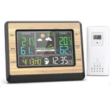 Funk-Wetterstation mit Außensensor, Innen-Außen-Thermometer, Hygrometer, Barometer, LCD-Display mit Alarm, Datum, Wettervorhersage, Mondphase, Wecker