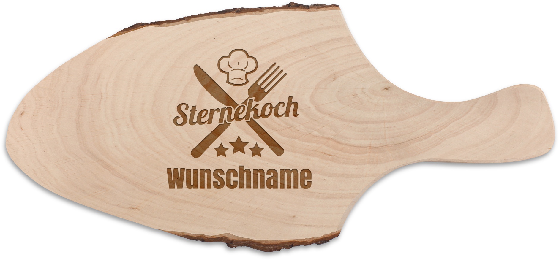 Personalisiertes Servierbrett "Holz" (Motiv: Sternekoch)
