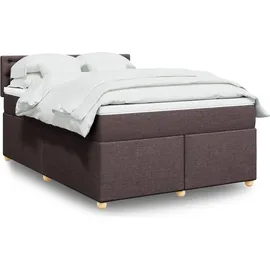 vidaXL Boxspringbett mit Matratze Dunkelbraun 140x200 cm Stoff