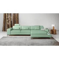 BULLHOFF Ecksofa Ledersofa Ecksofa Designsofa Couch L-Form LED Sofa grün MÜNCHEN III grün