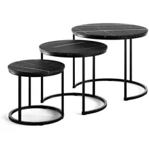 Vicco Couchtisch-set Montreal, Schwarzer Marmor, 55 x 55 cm 3 Teile, platzsparend klappbar und vielseitig kombinierbar