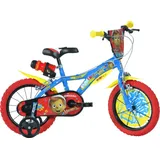 Dino Kinderfahrräder Jungen Pinocchio 14 Zoll 24 cm Jungen Felgenbremse Blau/Rot - Blau