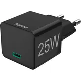 Hama Schnellladegerät USB-C PD/Qualcomm Mini-Ladegerät 25W schwarz