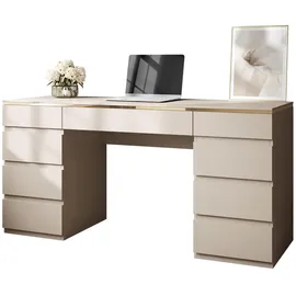 lookway Schreibtisch AURORA DOUBLE Kaschmir / Beige / Gold
