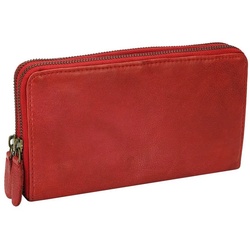 Manza Geldbörse Geldbörse Portemonnaie Damen Geldbörse Portmonee Echt Leder Geldbeute, Groß, Hochwertig, Vintage, Viel Platz, Einzigartig rot