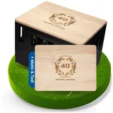 Personalisierter Sitzauflage aus Holz - Schneidebrett holz - Outdoor Sitz mit Motiv für Festival, Vatertag, Camping & Balkon - 2in1 mobiler Hocker & Tisch - Geschenke für Männer