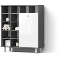 Livinity® Badschrank, Weiß Hochglanz, 13 Fächer, 1 Schubladen, Rechteckig,