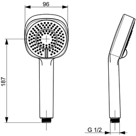 Hansa Handbrause HANSABASICJET Style Anti-K., cr, 3-Strahl, d 96mm, 18/9 l/m.