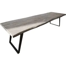 DeLife Esstisch Edge 300x100 XL Akazie Platin Metall Schräg Live-Edge - Grau, Silber, Schwarz