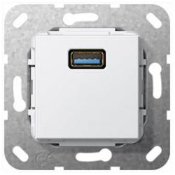 Gira Einsatz USB 3.0 Typ A Kabelpeitsche (reinweiß, glänzend)
