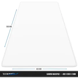 Titanwolf Gaming Mauspad, XXL Speed Gaming Mousepad / Extragroße Fläche von 900 x 400mm, weiß