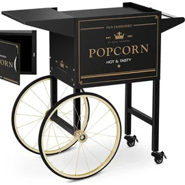 Royal Catering Wagen für Popcornmaschine Popcorntrolley 2 Bremsen schwarz & golden