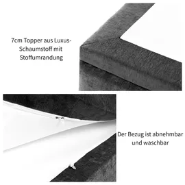 OTTO home Boxspringbett OTTO HOME "VIVIANNE in den Breiten 140 & 180cm erhältlich, inkl. 7cm Luxus-Topper", anthrazit, B:194cm L:210cm, Komplettbetten, Boxspringbett, erhältlich in den Farben anthrazit und beige