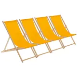 4x Folding Holzklappstühle Adjustable Reclining Leinwand Strandliege orange