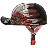 Halbschalenhelm Mit ECE-Zulassung Vintage Motorradhelm Baseball Cap Cruiser Chopper Scooter Helm Herren Retro Motorrad Halbhelm Damen Mofa Helm