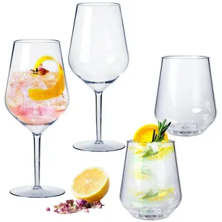 Doimoflair Weinglas Doimoflair Weingläser Cocktailglas aus Plastik bruchsicher Transparent, 4-tlg. 47 cl