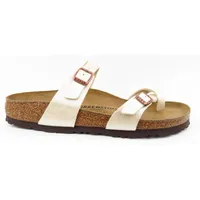 Birkenstock Mayari Birkoflor schmal Damen Zehentrenner in Beige, Größe 42 - 42