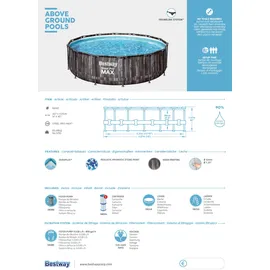 BESTWAY Steel Pro Max Frame Pool Set 427 x 107 cm holzoptik inkl. Filterpumpe