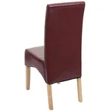 Mendler Esszimmerstuhl Latina, Küchenstuhl Stuhl, Leder rot, helle Beine