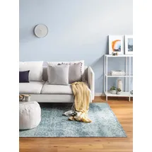 benuta Pop Flachgewebeteppich Tosca - Blau 195x285 cm - Kunstfaser - Rechteckig & im Style: Vintage, Orient Style - Pflegeleicht für Wohnzimmer Schlafzimmer