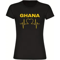 multifanshop Damen T-Shirt - Ghana - Herzschlag - Druck gelb - Frauen