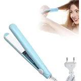 2-in-1 Mini Haarglätter, Tragbare Keramik flache, Glätteisen Lockenstab Heizung, für lange & Kurze Haare, Für alle Haartypen Geeignet (blau)