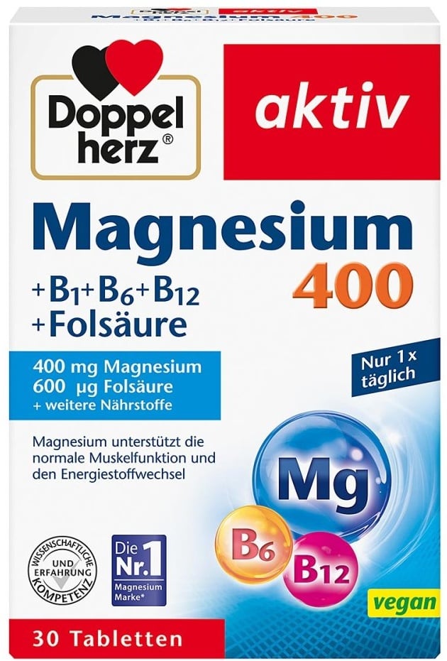 Doppelherz aktiv Magnesium 400 + B1 + B6 + B12 + Folsäure