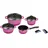 Aluguss Topf-Set 4-tlg. 3 x Kochtopf + Stieltopf + 2 x Henkelpads lila