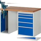 PROREGAL Werkbank Serie 7000 - Modell 7511 | HxBxT 84x125x70cm | 5x Schublade + 1x Schrank | Schubladenmaße 1x60 + 1x90 + 2x150 + 1x270mm