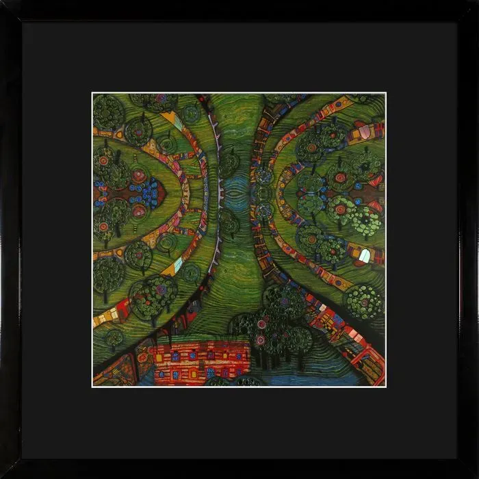 Intertrading Wandbild 65 x cm Green town Holz Bunt