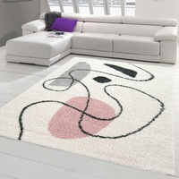 Teppich-Traum Wohnzimmerteppich mit abstrakt-modernem Design | pflegeleicht | schwarz Creme, Größe 120x170 cm
