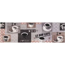 Primaflor-Ideen in Textil Küchenläufer »BON CAFE, Made in Belgium«, rechteckig, 5 mm Höhe, mit Schriftzug & Motiv Kaffee, rutschhemmend, waschbar, Küche Primaflor-Ideen in Textil braun B: 45 cm   1 St.