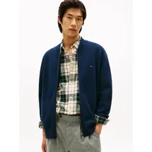 Tommy Hilfiger Cardigan TOMMY HILFIGER "FULL MILANO BASEBALL", Herren, Gr. XL, schwarz night navy, Strick, Obermaterial: 50% Baumwolle, 33% Modal, 15% Polyamid, 2% Elasthan, normal normal, Rippbündchen, Strickjacken, mit feiner Struktur, normale Passform