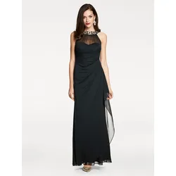 Abendkleid HEINE "Abendkleid", Damen, Gr. 40, Normalgrößen, schwarz, 100% Polyester, unifarben, lang, Rundhals, ohne Ärmel, Kleider