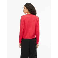Cardigan VILA "VIRIL SHORT L/S KNIT CARDIGAN-NOOS", Damen, Gr. M, hibiscus detail:schwarz melange, Feinstrick, Obermaterial: 50% Viskose, 27% Nylon, 23% Polyester, meliert, regular fit normal, V-Ausschnitt, Rippstrickbündchen, Strickjacken Cardigan, Materialmix, regular fit