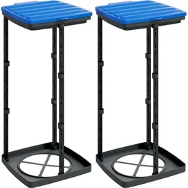 vidaXL Müllsackständer 2 Stk. Schwarz und Blau 60 L PP