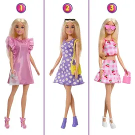 Mattel Barbie Traumkleiderschrank Spielzeug, Spielset mit blonder Modepuppe, Moden und Accessoires, knapp 1 m breit mit mehr als 25 Teilen, 3 vollständige Looks, HXD58