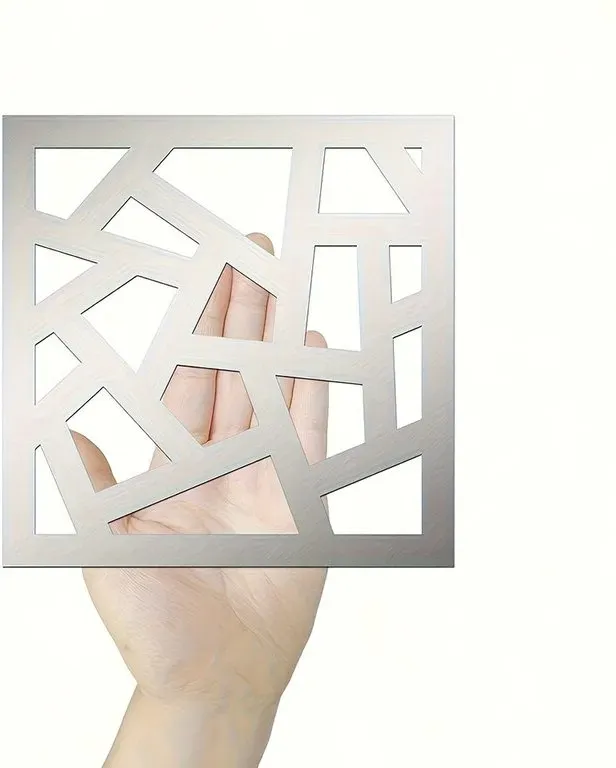 4-teiliges PVC-Wanddekor mit Spiegeloberfläche aus abstraktem Acryl, 19,5*19,5 cm, silber