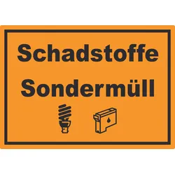 HB-Druck Schadstoffe Sondermüll Mülltrennung Aufkleber Text Symbol Lack Tinte waagerecht A9 (37x52mm)
