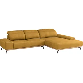 Musterring Wohnlandschaft MUSTERRING "MR 2490 Ecksofa mit erstklassigem Sitzkomfort, Long-Life-Leder", gelb (kurkuma, s), B:342cm T:207cm, Sofas, Wohnlandschaft, Fuß Schwarz, Sitzhöhe 46cm, wahlweise mit Funktionen, Maße 342x207 cm