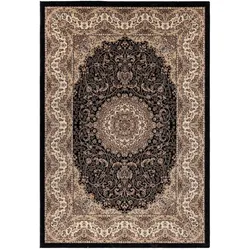 Carpetsale24 Orientteppich schwarz 200x290 cm – Kurzflor Teppich im klassischen Vintage Look für Wohnzimmer, Esszimmer, großer Raum